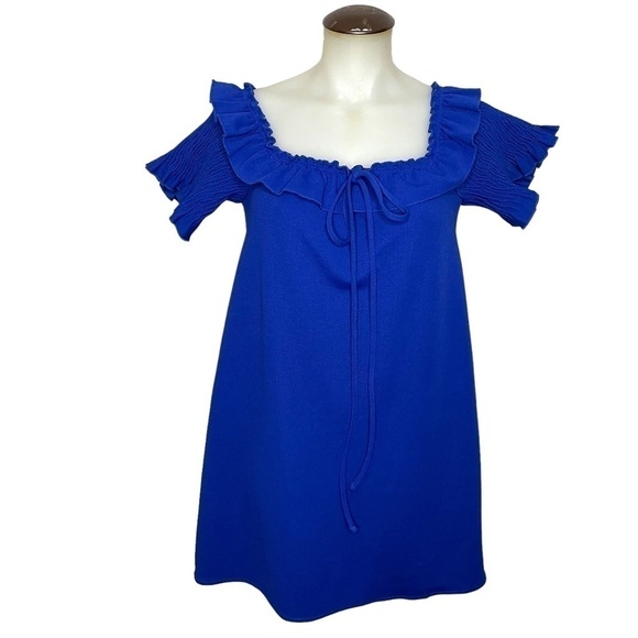 Royal Blue Ruffle Neckline Dress 💙 - Picture 1 of 9